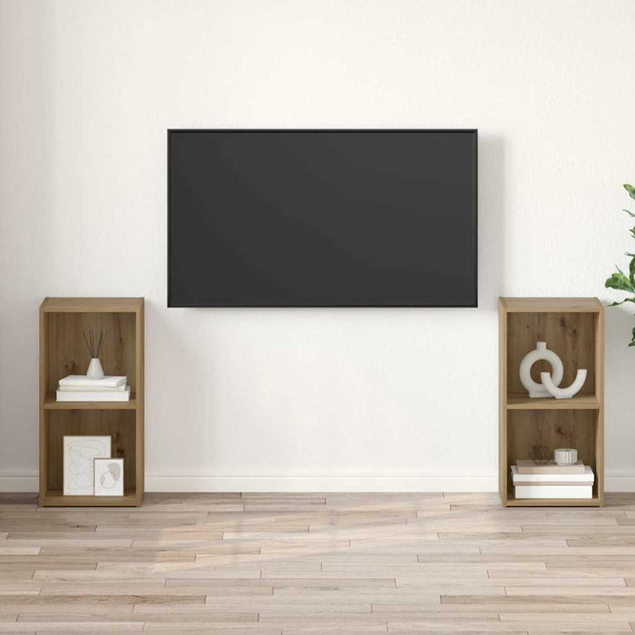 Set comodă TV cu raft 2 pcs Stejar artisanal 72 x 35 x 36.5 cm - WALTI WALTI