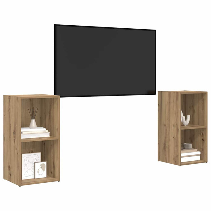 Set comodă TV cu raft 2 pcs Stejar artisanal 72 x 35 x 36.5 cm - WALTI WALTI
