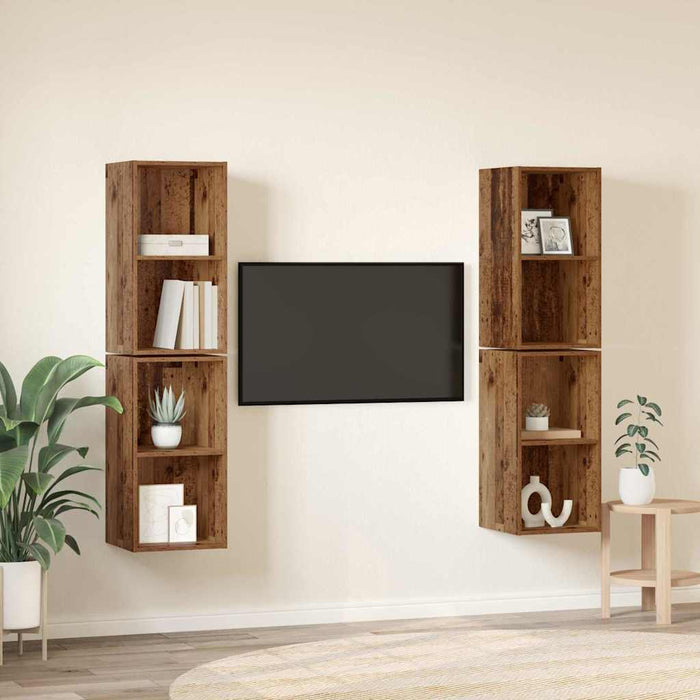 Dulap pentru TV pe Perete 4 pcs Lemn vechi 37 x 37 x 72 cm - WALTI WALTI