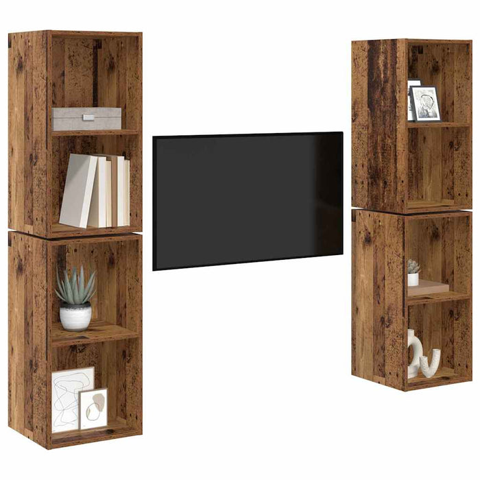 Dulap pentru TV pe Perete 4 pcs Lemn vechi 37 x 37 x 72 cm - WALTI WALTI