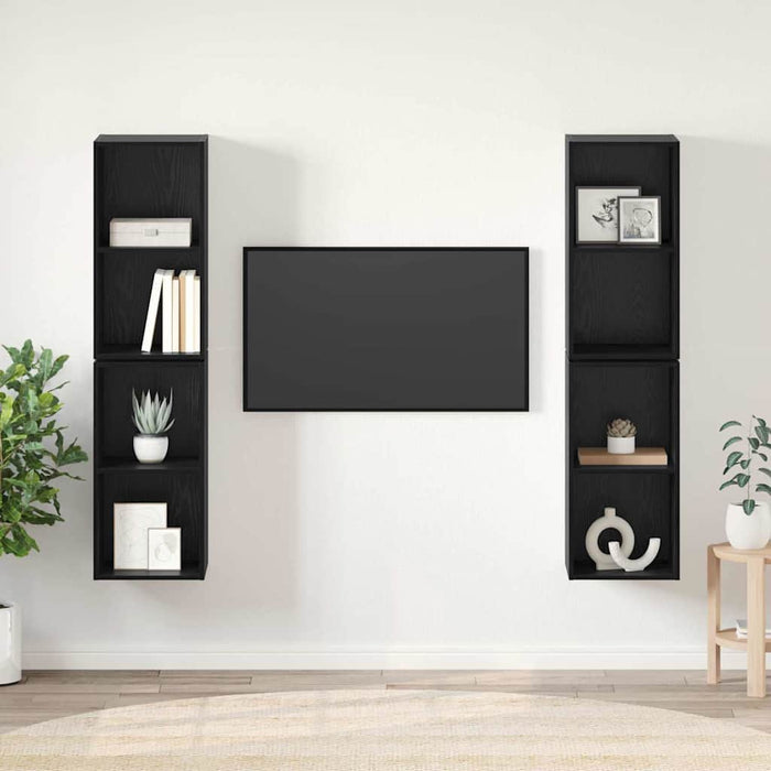 Dulap pentru TV pe Perete 4 pcs Stejar negru 37 x 37 x 72 cm - WALTI WALTI