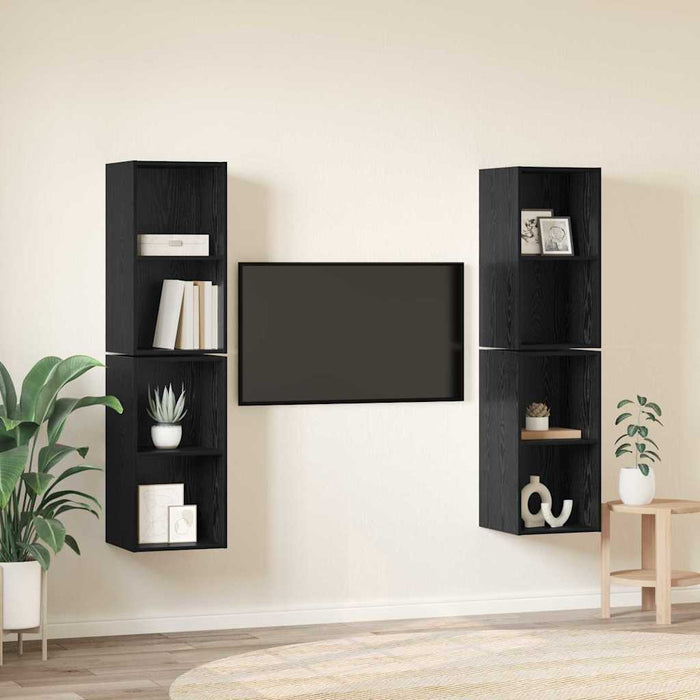 Dulap pentru TV pe Perete 4 pcs Stejar negru 37 x 37 x 72 cm - WALTI WALTI