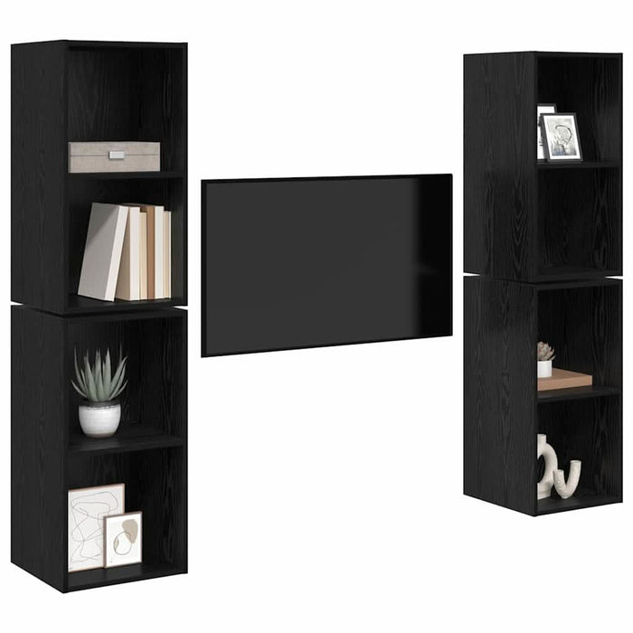 Dulap pentru TV pe Perete 4 pcs Stejar negru 37 x 37 x 72 cm - WALTI WALTI