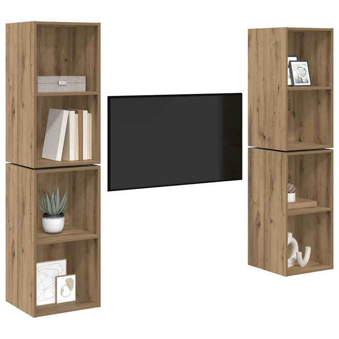 Dulap pentru TV pe Perete cu raft cu depozitare 4 pcs Stejar artisanal - WALTI WALTI