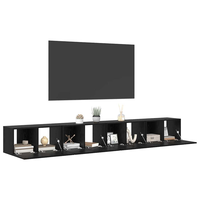 Set comodă TV 4 pcs Stejar Negru 60 x 30 x 30 cm Lemn compozit - WALTI WALTI