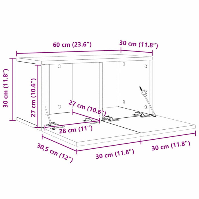 Set comodă TV 4 pcs Stejar Negru 60 x 30 x 30 cm Lemn compozit - WALTI WALTI