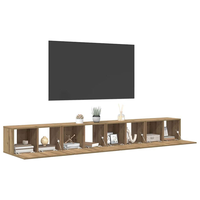 Set comodă TV Pe perete 4 pcs Stejar Artizanal 60 x 30 x 30 cm - WALTI WALTI