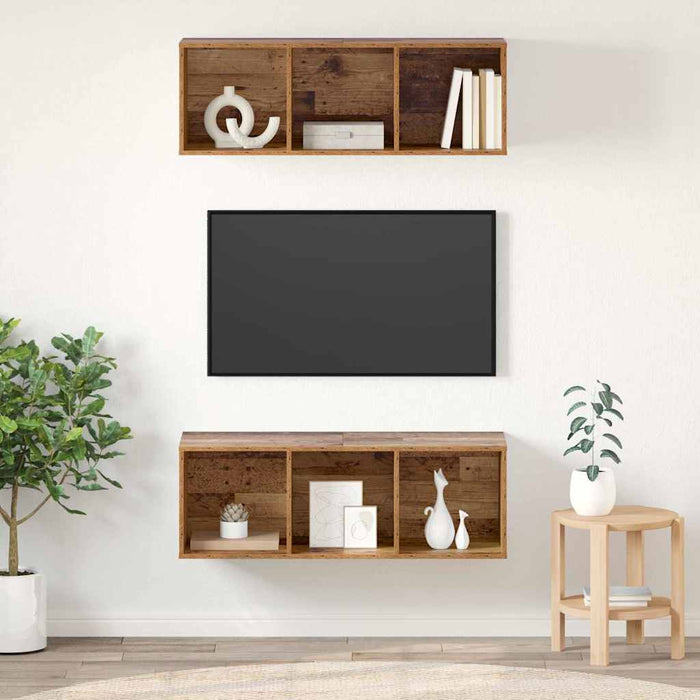 Șifonieri pentru TV montate pe perete cu raft 2 pcs Lemn vechi - WALTI WALTI