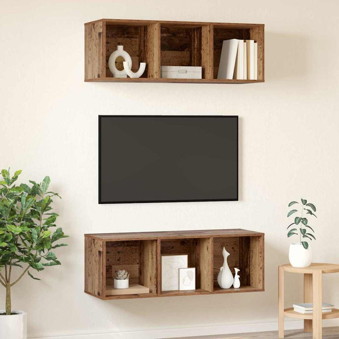 Șifonieri pentru TV montate pe perete cu raft 2 pcs Lemn vechi - WALTI WALTI