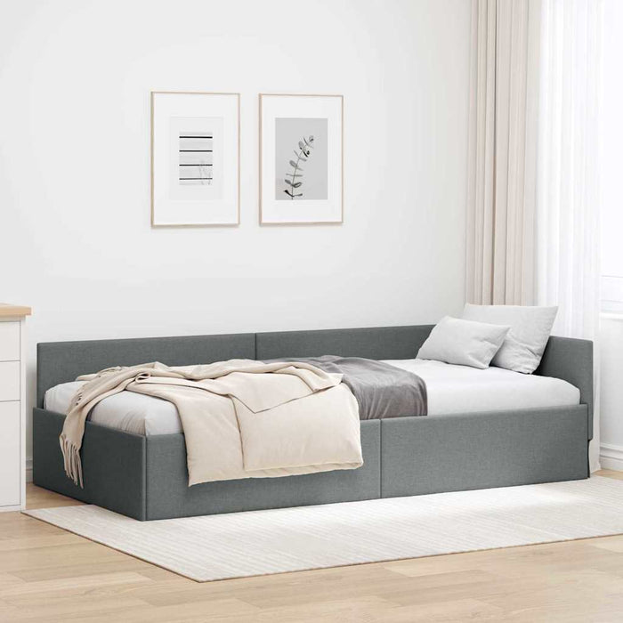 Cadru de pat colțar cu headboard Gri închis 80 x 200 cm - WALTI WALTI