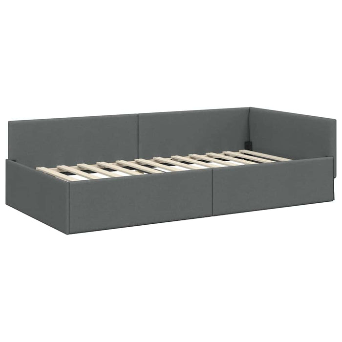 Cadru de pat colțar cu headboard Gri închis 80 x 200 cm - WALTI WALTI