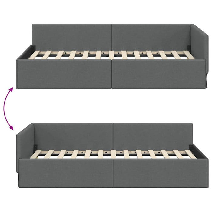 Cadru de pat colțar cu headboard Gri închis 80 x 200 cm - WALTI WALTI