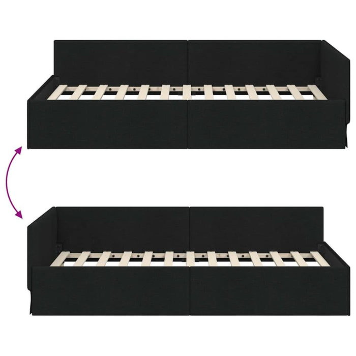 Cadru de pat colțar cu headboard Negru 80 x 200 cm - WALTI WALTI