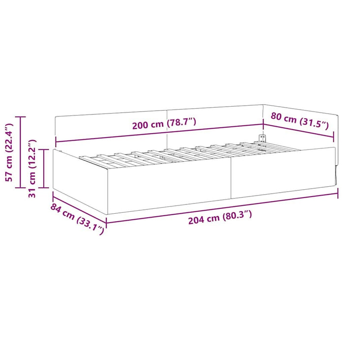 Cadru de pat colțar cu headboard Negru 80 x 200 cm - WALTI WALTI