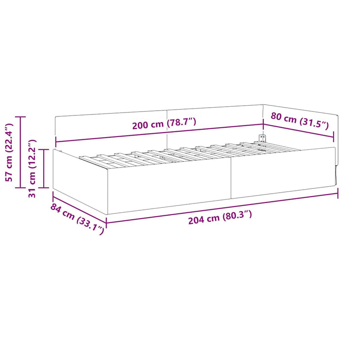 Cadru de pat colțar cu headboard albastru 80 x 200 cm - WALTI WALTI
