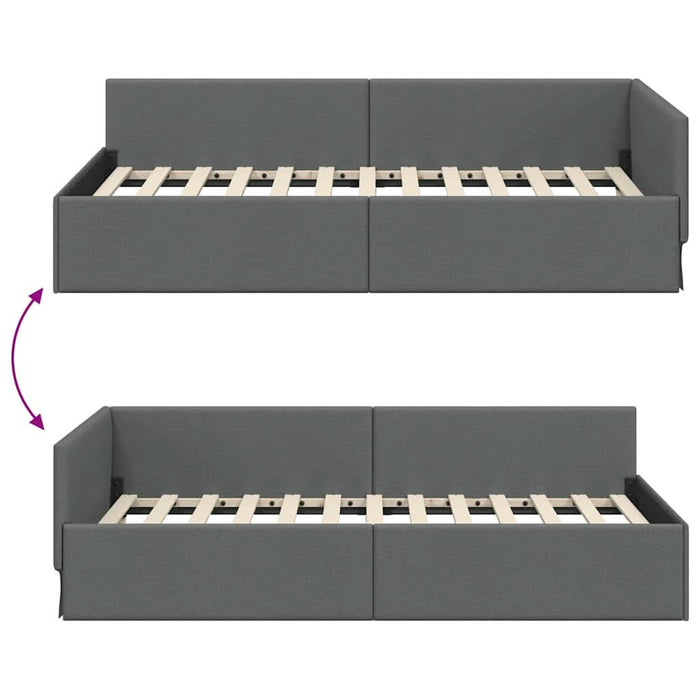 Cadru de pat colțar cu headboard Gri închis 90 x 190 cm - WALTI WALTI