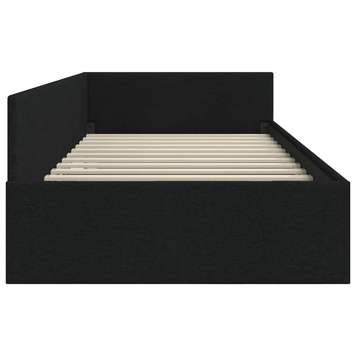 Cadru de pat colțar cu headboard Negru 90 cm x 190 cm țesătură WALTI