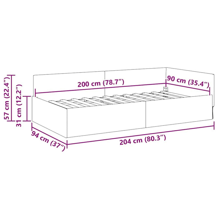 Cadru de pat colțar cu headboard Gri deschis 90 x 200 cm - WALTI WALTI