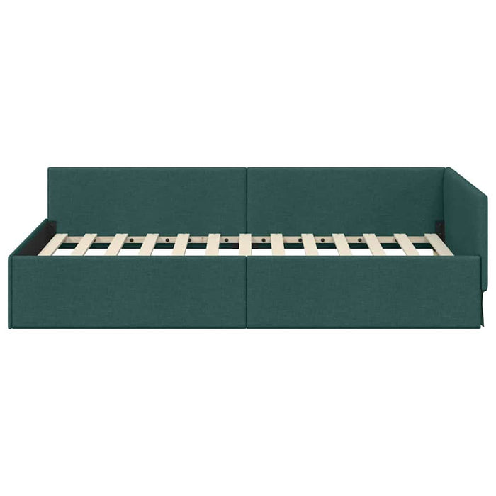 Cadru de pat colțar cu headboard Verde închis 90 x 200 cm - WALTI WALTI