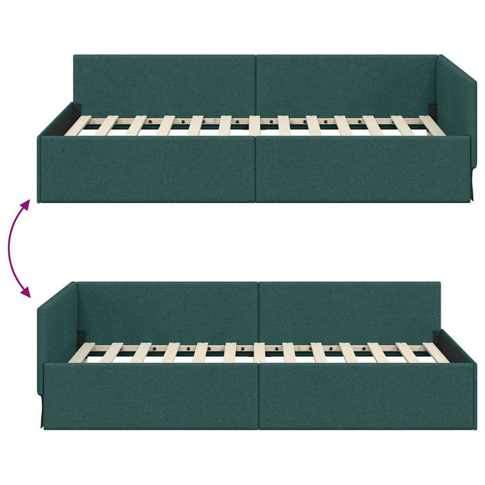 Cadru de pat colțar cu headboard Verde închis 90 x 200 cm - WALTI WALTI