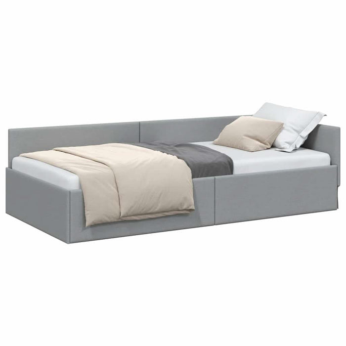 Cadru de pat colțar cu headboard Gri deschis 100 x 200 cm - WALTI WALTI