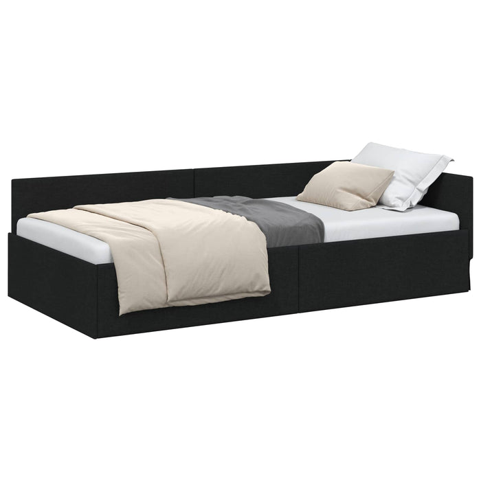 Cadru de pat colțar cu headboard Negru 100 cm x 200 cm țesătură WALTI