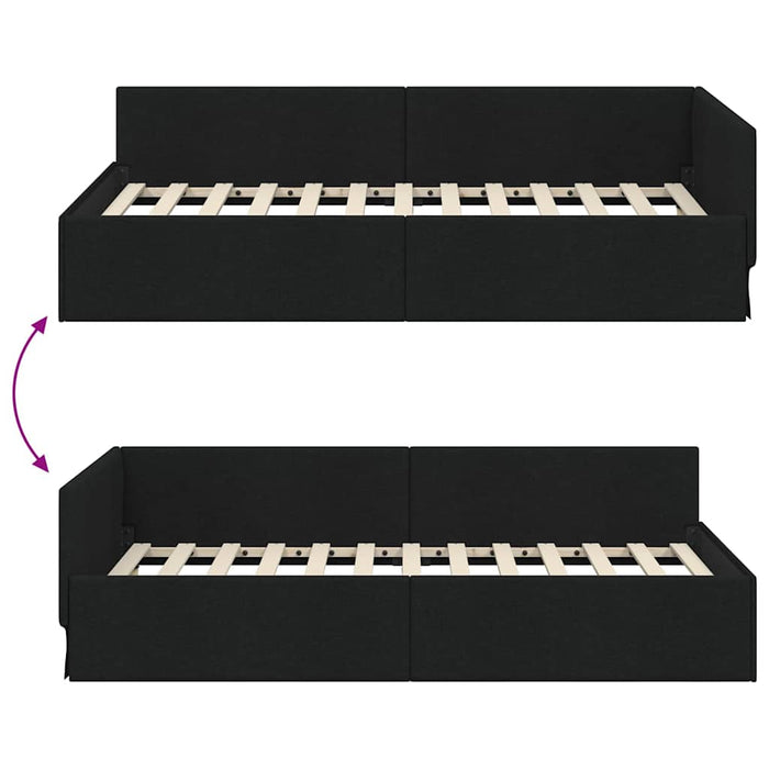 Cadru de pat colțar cu headboard Negru 100 cm x 200 cm țesătură WALTI