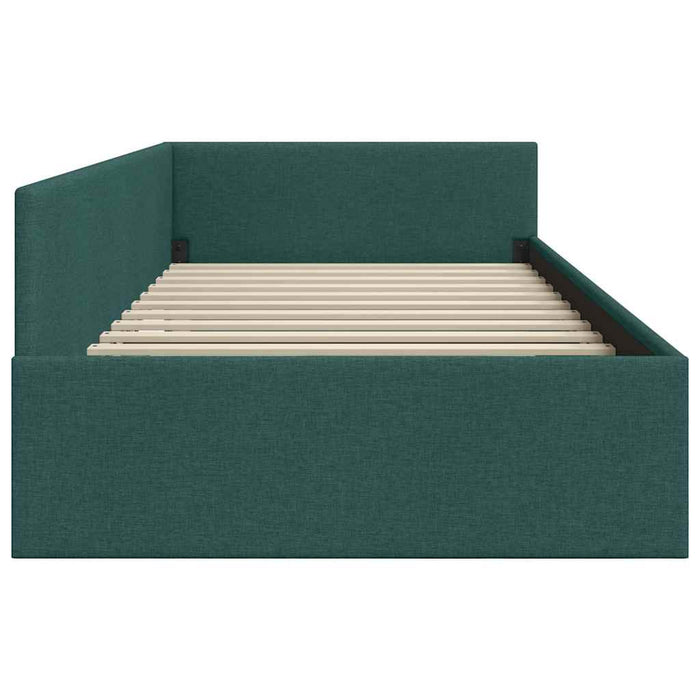 Cadru de pat colțar Verde închis 100 cm x 200 cm țesătură WALTI