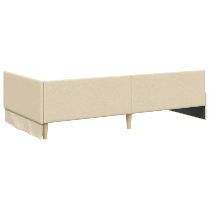 Cadru de pat colțar cu headboard Crem 100 cm x 200 cm țesătură WALTI