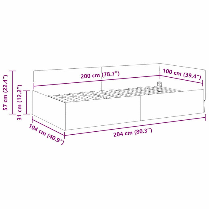 Cadru de pat colțar cu headboard Crem 100 cm x 200 cm țesătură WALTI