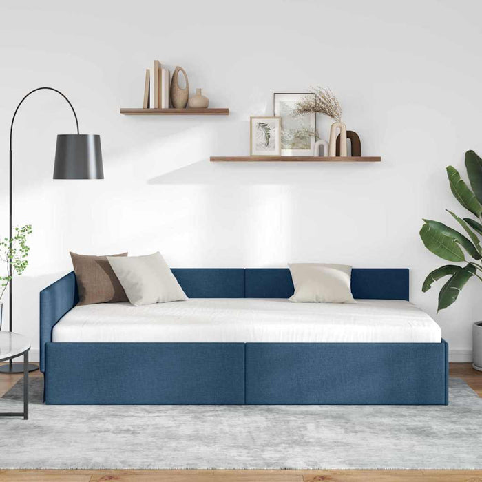 Cadru de pat colțar cu headboard albastru 100 x 200 cm - WALTI WALTI