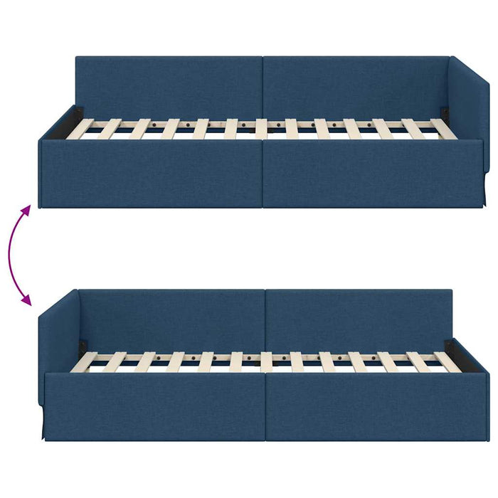 Cadru de pat colțar cu headboard albastru 100 x 200 cm - WALTI WALTI