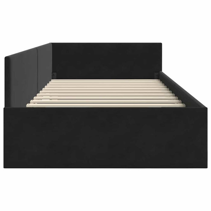 Cadru de pat colțar cu headboard Negru 80 cm x 200 cm Catifea - WALTI WALTI