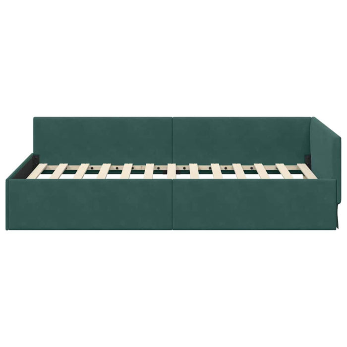 Cadru de pat colțar Verde închis 90 cm x 190 cm Catifea - WALTI WALTI