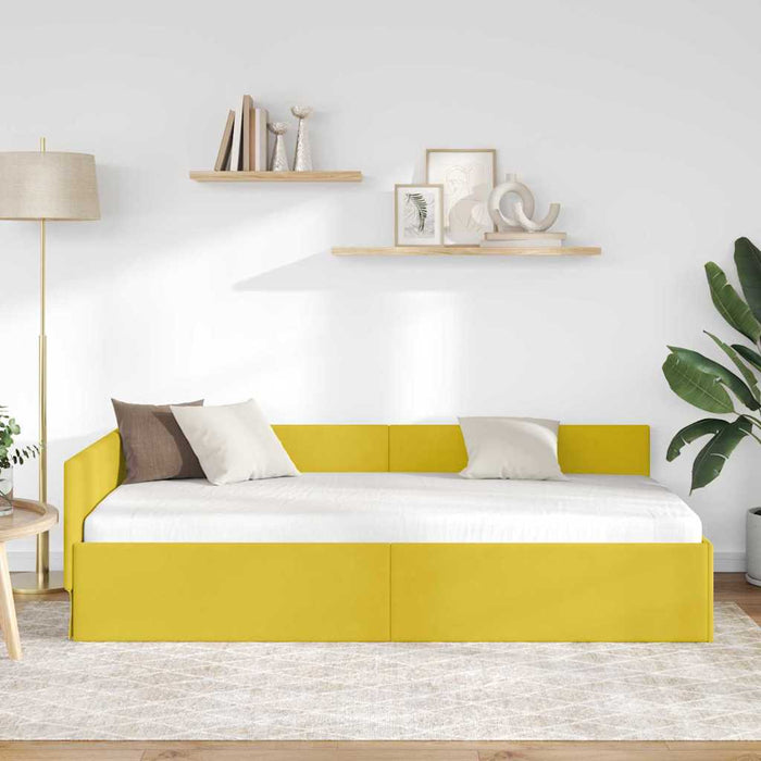 Cadru de pat colțar cu headboard Galben 90 cm x 190 cm Catifea - WALTI WALTI