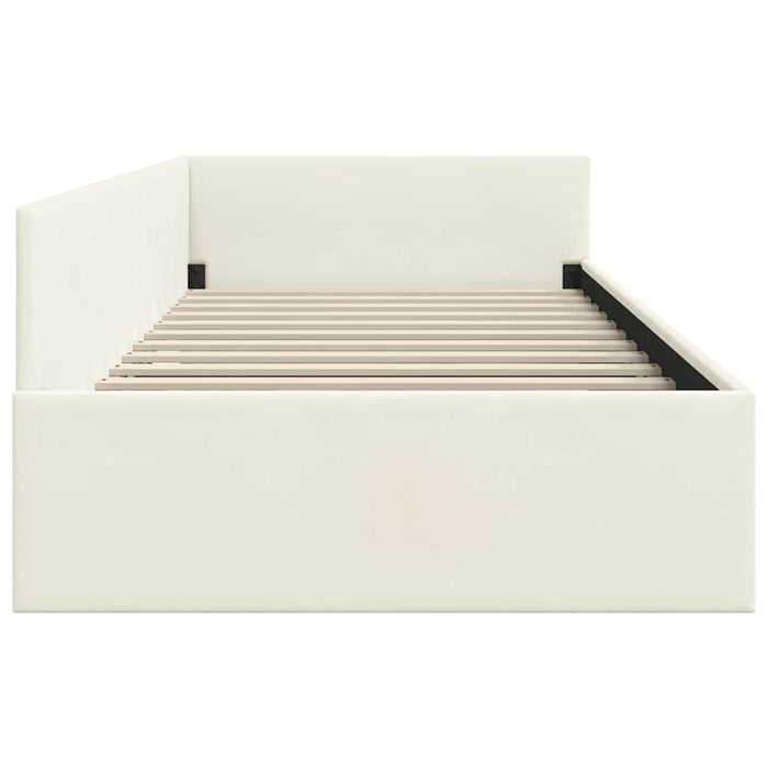 Cadru de pat colțar cu headboard Crem 90 cm x 190 cm Catifea WALTI
