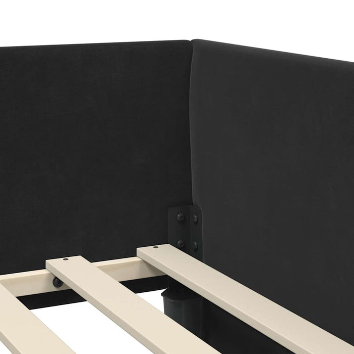 Cadru de pat colțar cu headboard Negru 90 cm x 200 cm Catifea - WALTI WALTI