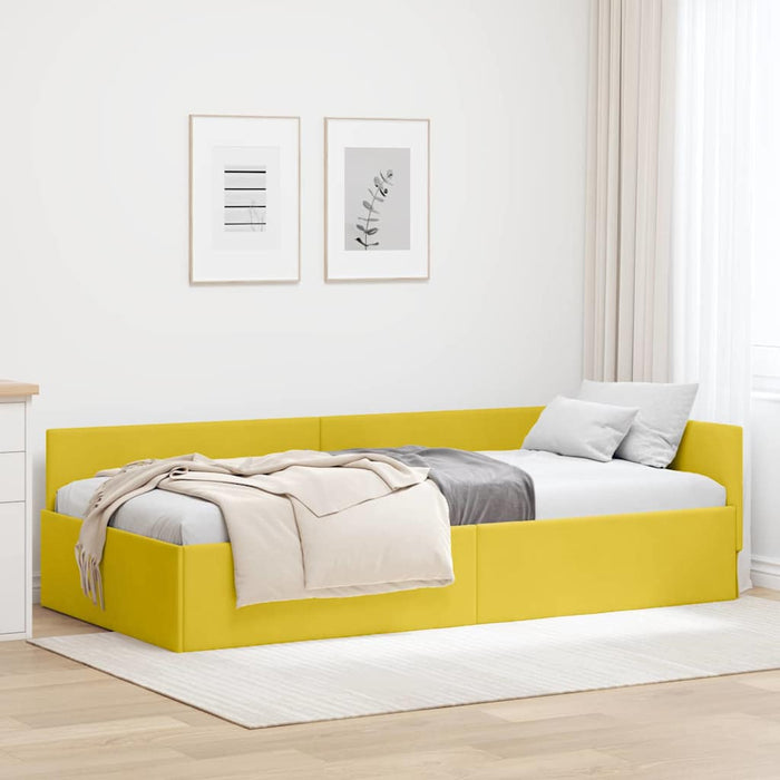 Cadru de pat colțar cu headboard Galben 90 cm x 200 cm Catifea WALTI