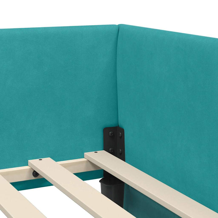 Cadru de pat colțar cu headboard Turcoaz 90 cm x 200 cm Catifea - WALTI WALTI