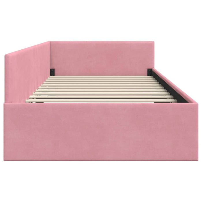 Cadru de pat colțar cu headboard Roz 100 cm x 200 cm Catifea WALTI