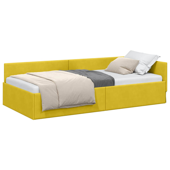 Cadru de pat colțar cu headboard Galben 100 cm x 200 cm Catifea - WALTI WALTI