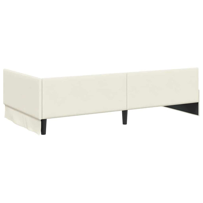 Cadru de pat colțar cu headboard Crem 100 cm x 200 cm Catifea WALTI