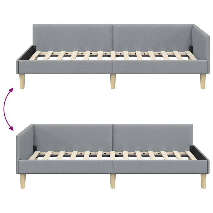 Cadru de pat colțar Altele cu headboard Gri deschis 90 x 190 cm - WALTI WALTI