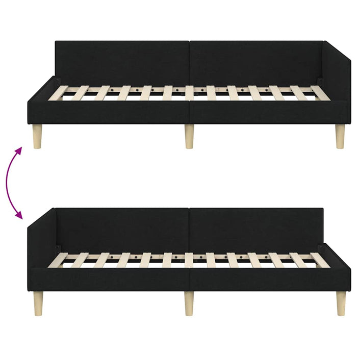 Cadru de pat colțar Altele cu headboard Negru 90 x 190 cm - WALTI WALTI