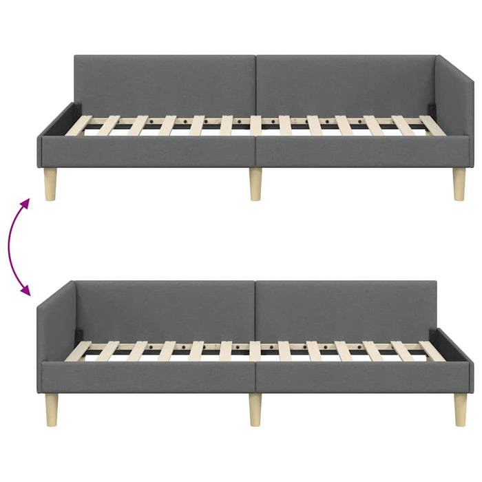 Cadru de pat colțar Altele cu headboard Gri închis 90 x 200 cm - WALTI WALTI