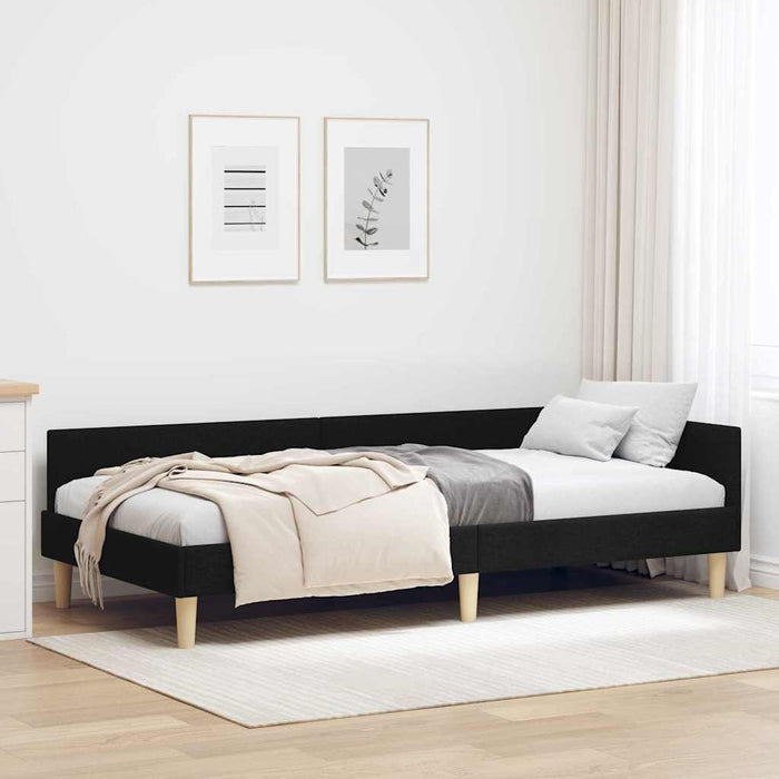 Cadru de pat colțar Altele cu headboard Negru 90 x 200 cm - WALTI WALTI