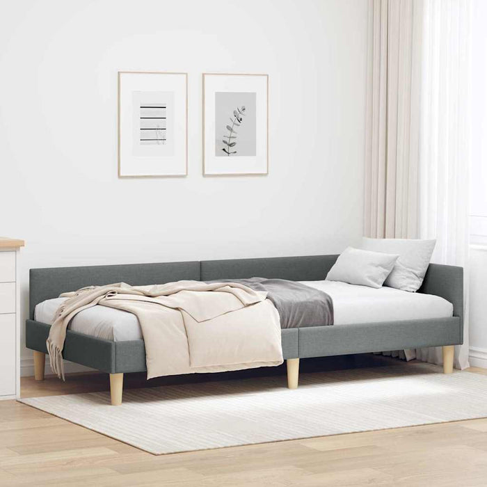 Cadru de pat colțar Altele cu headboard Gri închis 100 x 200 cm - WALTI WALTI