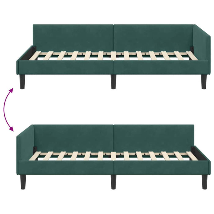 Cadru de pat colțar cu headboard Verde închis 90 x 200 cm - WALTI WALTI