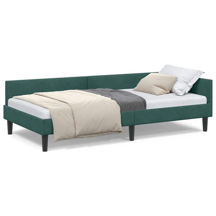 Cadru de pat colțar cu headboard Verde închis 90 x 200 cm - WALTI WALTI