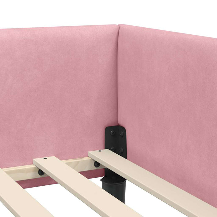 Cadru de pat colțar cu headboard Roz 90 cm x 200 cm Catifea WALTI